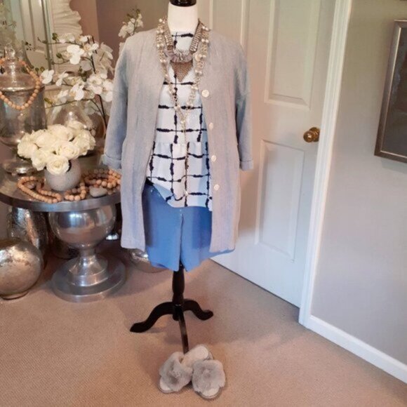 EUC Zara light wash blue linen blend casual jacket, XS - Picture 3 of 7